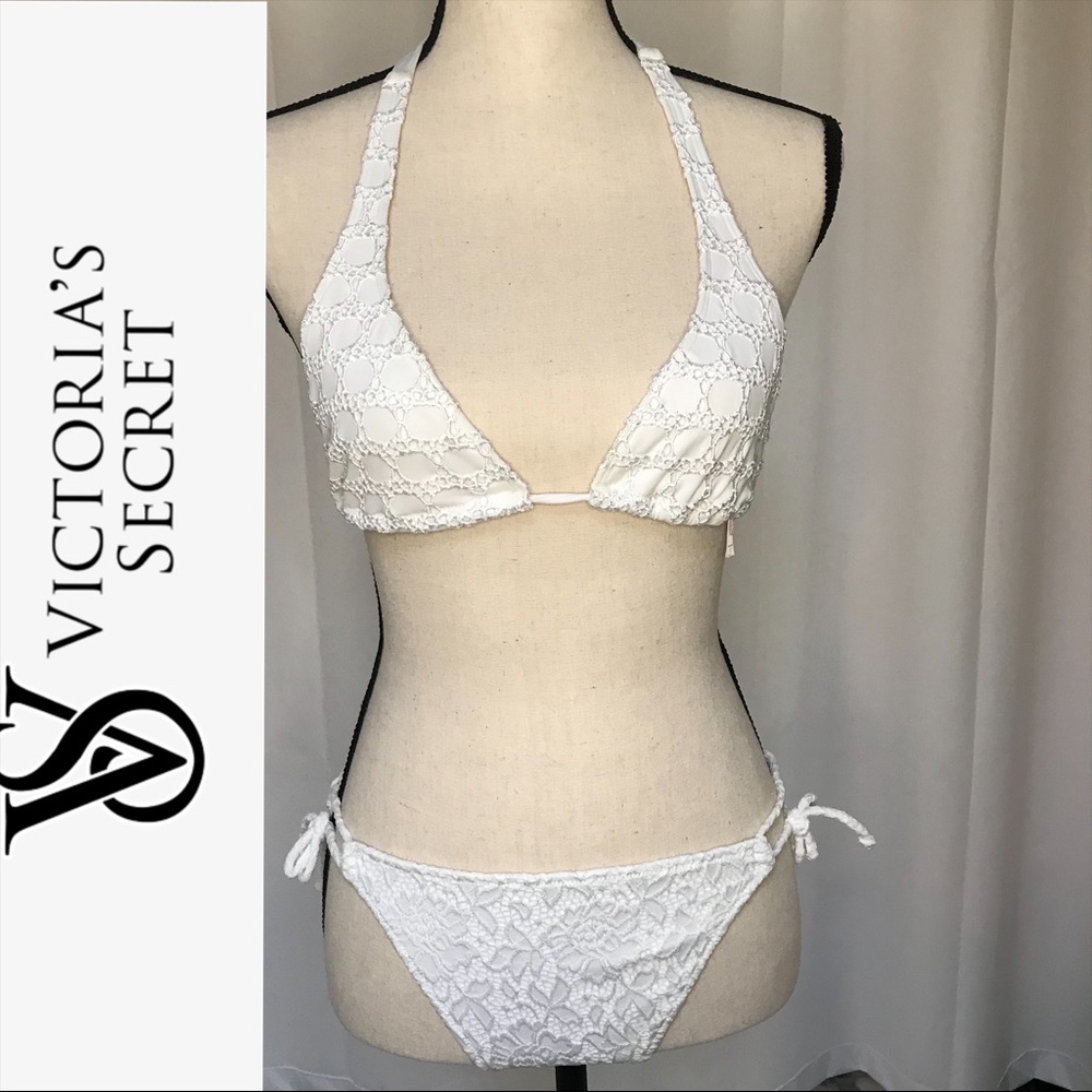 🎇Victoria’s Secret White Crocheted Bikini - S/M